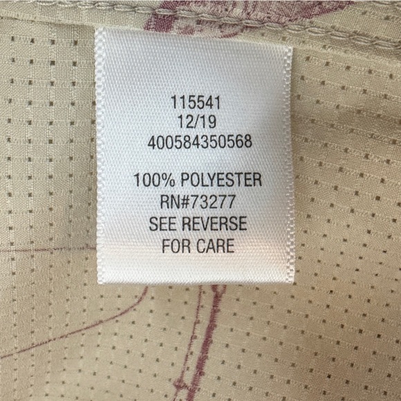 Croft Barrow Shirt Mens 2XL XXL Tall Quick Dry Fishing Vented AOP Bass Beige Red - Picture 5 of 11